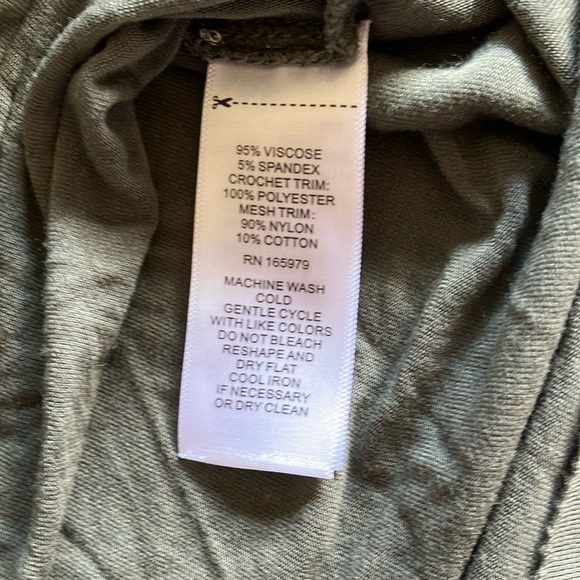 Olive Green Lace Trim Top - Picture 5 of 5